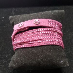 Touchstone Crystal Raspberry Multi-Row Wrap Bracelet